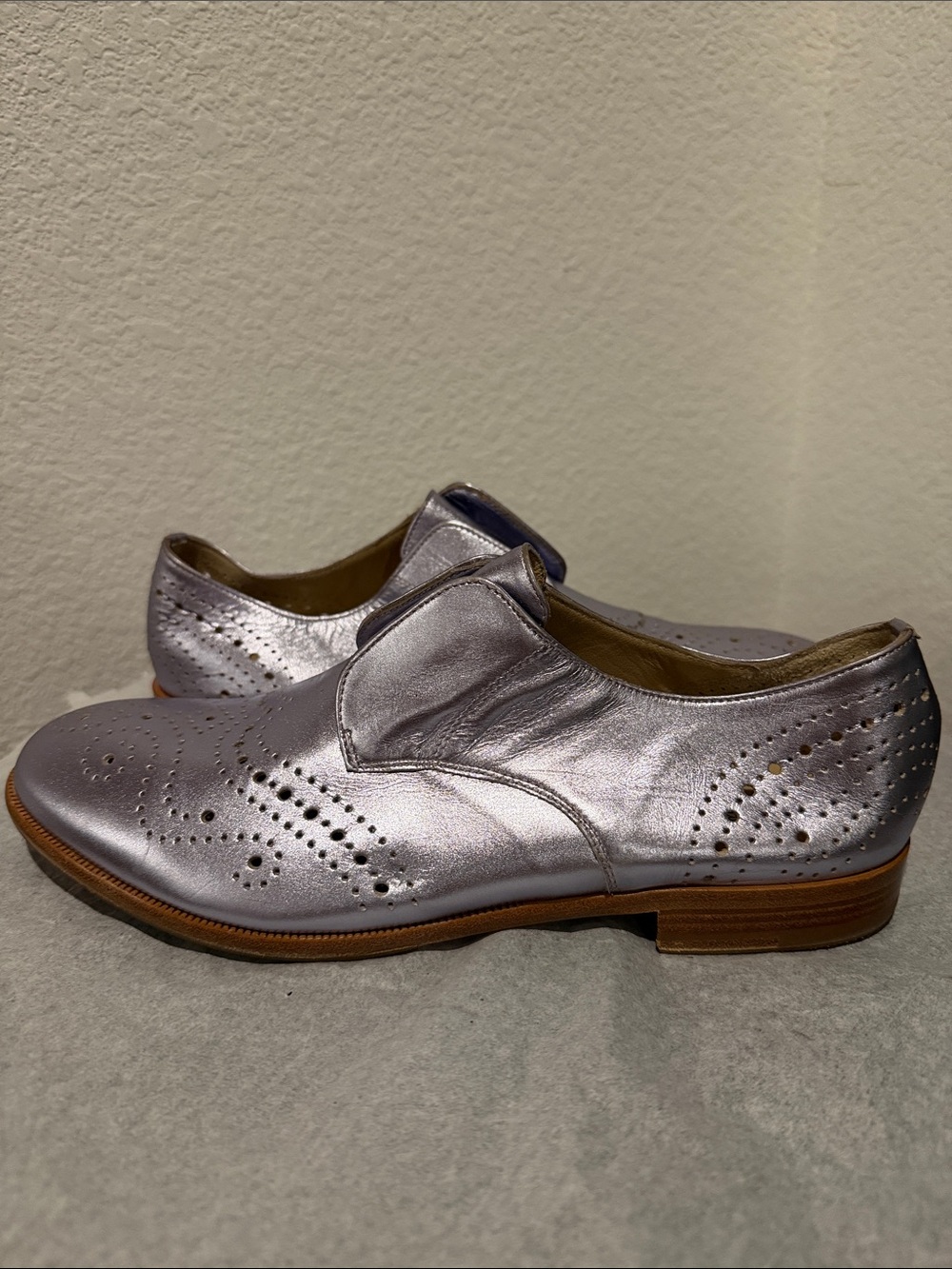 Fratelli Rossetti Metallic Hobo Silver Slip-On Brogues